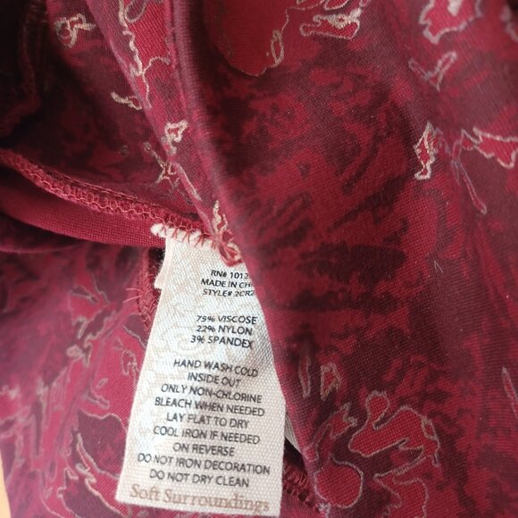 Soft Surroundings Pants Maroon Ponte Knit Leggings Pull On Stretch Womens Small - Picture 5 of 9